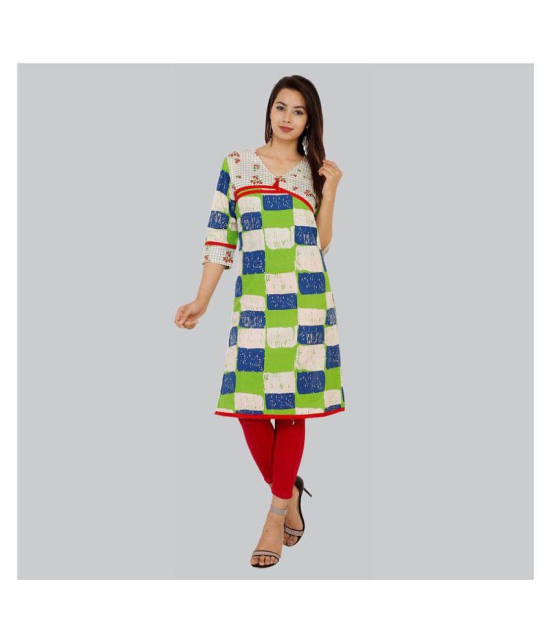 Rangun Green Cotton Blend Straight Kurti - XXL