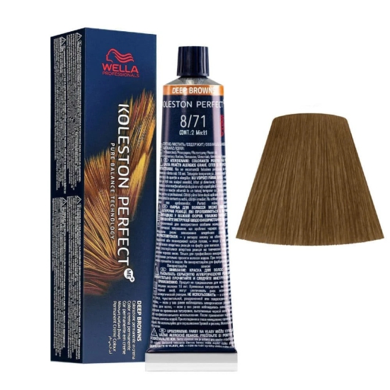 WELLA KOLESTON PERFECT ME+ 8/71 LIGHT BLONDE BROWN ASH 60 G