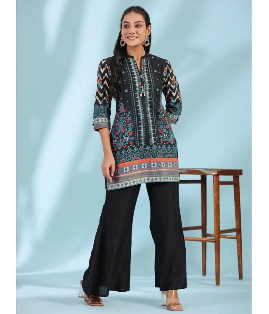 Juniper Cotton Printed Straight Womens Kurti - Black ( Pack of 1 ) - None