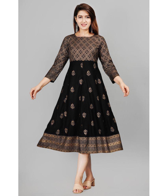 Smien - Black Rayon Womens Anarkali Kurti ( Pack of 1 ) - None