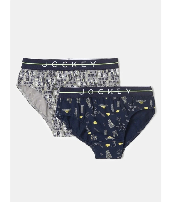 Jockey NB01 Super Combed Cotton Elastane Stretch Printed Brief - Monument/Navy (Pack of 2) - None