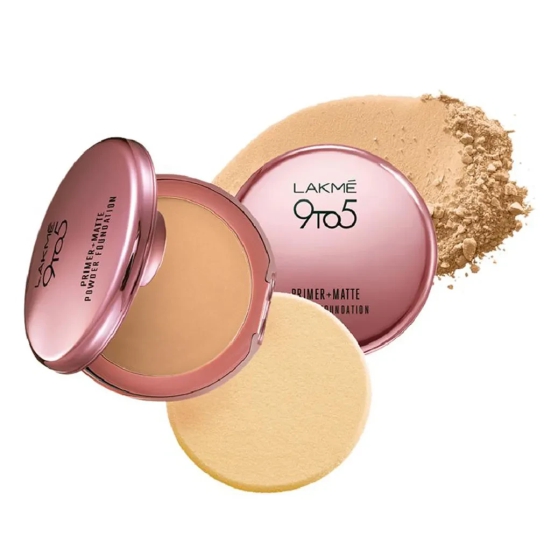 Lakme 9 To 5 Primer + Matte Powder Foundation Compact-Silky Golden