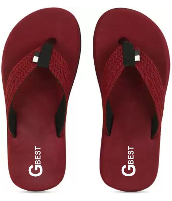 GBest - Maroon Men's Thong Flip Flop - None