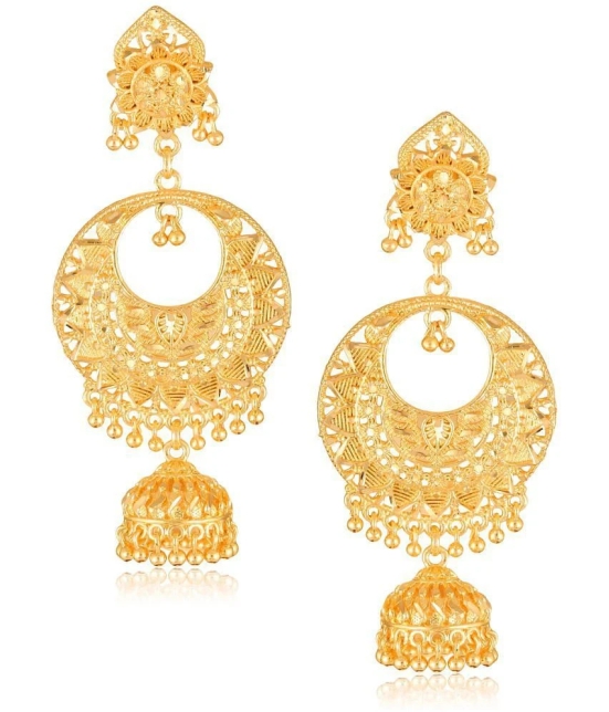 VIVASTRI Golden Jhumki Earrings ( Pack of 1 ) - Golden