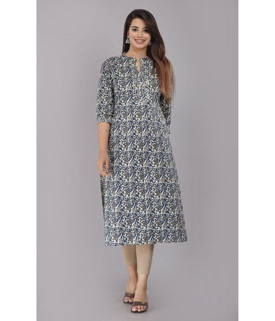 HIGHLIGHT FASHION EXPORT - Blue Cotton Womens Straight Kurti ( Pack of 1 ) - None