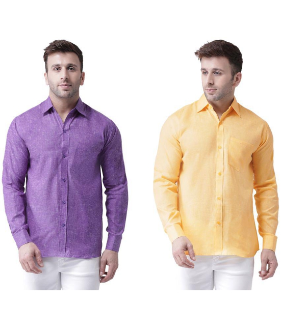 KLOSET By RIAG 100% Cotton Regular Fit Solids Full Sleeves Men's Casual Shirt - Yellow ( Pack of 2 ) - None