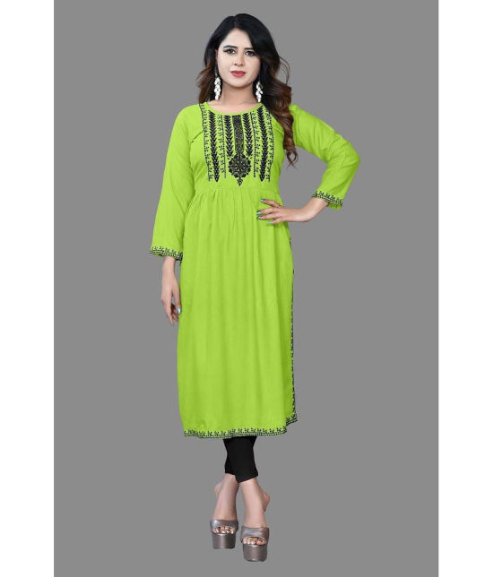 haya fashion - Lime Green Rayon Women's Straight Kurti ( Pack of 1 ) - None