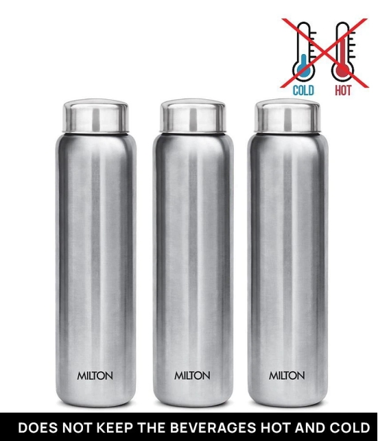 Milton Aqua 1000 Stainless Steel Water Bottle, Set of 3, 950 ml, Silver - Silver