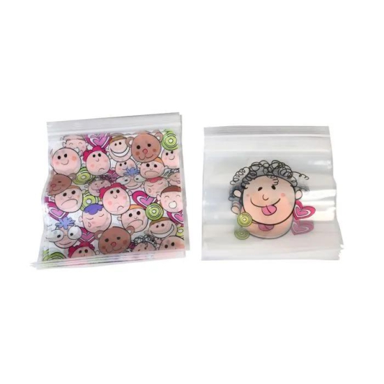 Moody Faces Cartoon Storage Bag Set - Transparent / 40 Pcs