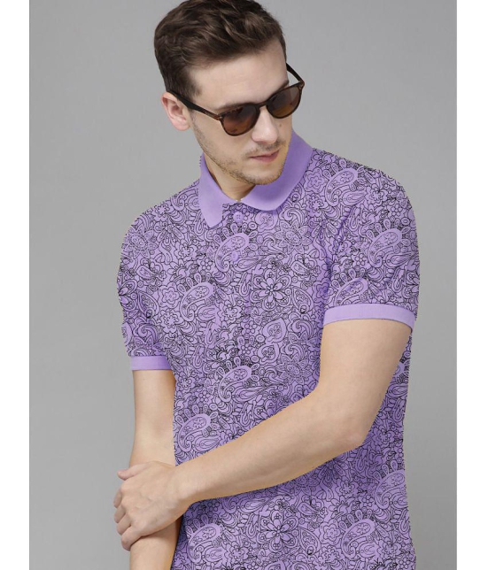 ADORATE Cotton Blend Regular Fit Printed Half Sleeves Men's Polo T Shirt - Lavender ( Pack of 1 ) - None