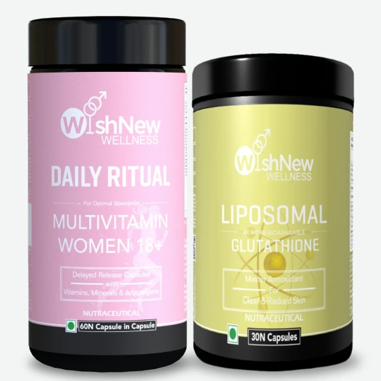 Wishnew Wellness Women's Glow Duo: Daily Ritual Multivitamin Women 18+ + Liposomal Glutathione