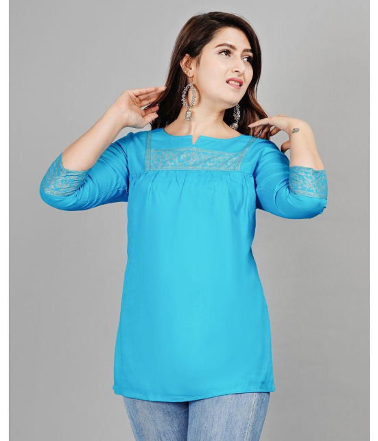 SIPET - Light Blue Rayon Womens Tunic ( Pack of 1 ) - None