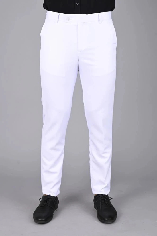 MANCREW - White Viscose Slim - Fit Mens Formal Pants ( Pack of 1 )