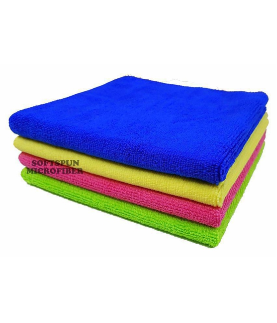 SOFTSPUN Microfiber Car Cleaning & Polishing Towel Cloth 40x40 Cm Pack of 4 Multi-color 340 GSM