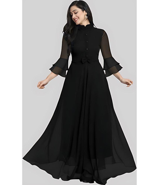 JASH CREATION - Black Georgette Womens Gown ( Pack of 1 ) - None