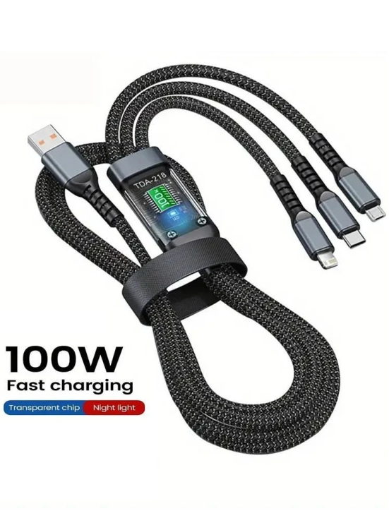 Verticla9 1.5m Data Cables 3_in1 100W Fast Charging - Black