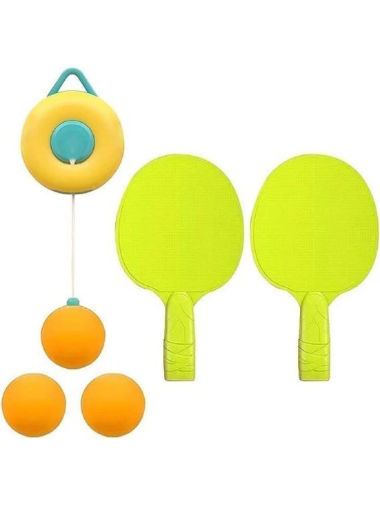 Kids Indoor Hanging Table Tennis Trainer Set, 2 Rackets & 3 Balls, Adjustable Height Self Training Game