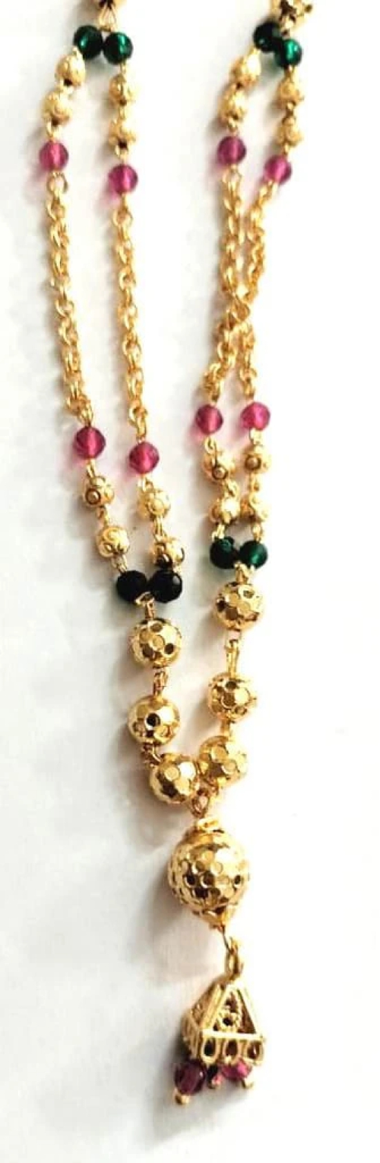 Gold Plated Long Mangalsutra with Black Beads for Women