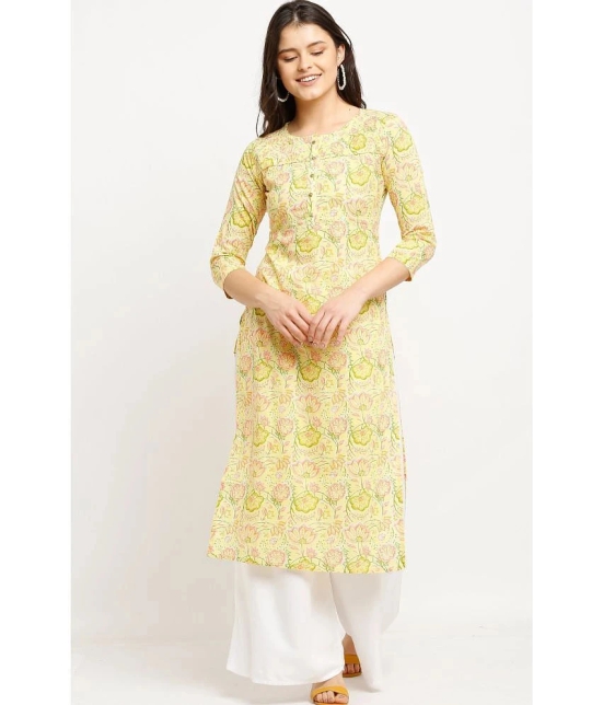 Rajnandini - Yellow 100% Cotton Womens A-line Kurti ( Pack of 1 ) - None