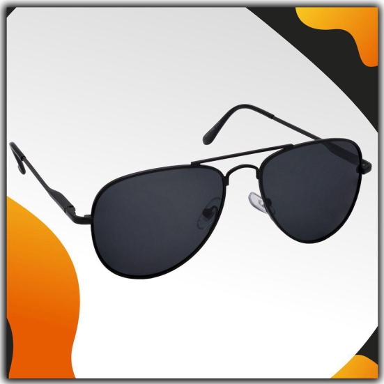 Stylish Pilot Full-Frame Metal Polarized Sunglasses for Men and Women | Black Lens and Black Frame | HRS-KC1013-BK-BK-P