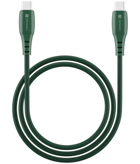 Portronics Konnect A C to Type C:60 W Type C to Type C Nylon Braided Cable ,Green (POR 1562) - Green