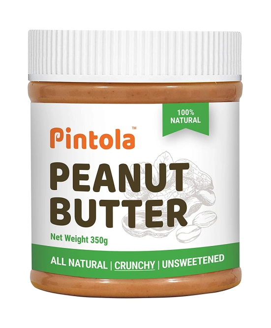 Pintola All Natural Peanut Butter - Unsweetened, Crunchy, 350 gm