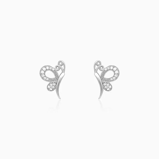 Silver Love Like A Butterfly Studs