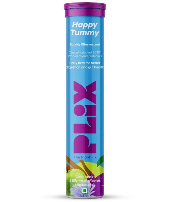 The Plant Fix Plix Happy Tummy + PreProbiotics With Clinically Studied BC30(15 Tablets)