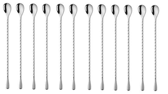 Dynore Teardrop Twisted Design Bar Spoon- Set of 12