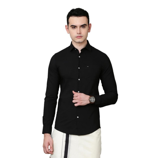 Kalyan Silks Cotton Shirt with solid Black by JustmyType