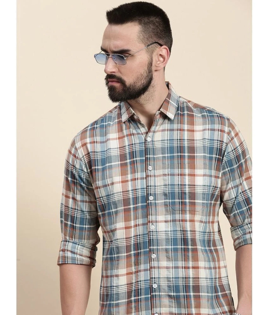 Dillinger 100% Cotton Regular Fit Checks Full Sleeves Mens Casual Shirt - Blue ( Pack of 1 ) - None