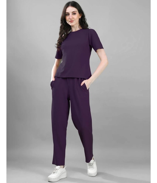 Selvia Purple Solid Pant Top Set - None