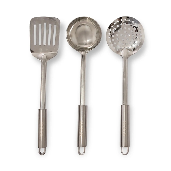 Stainless Steel Fry & Cook |  3Pc Kitchen Tool Set