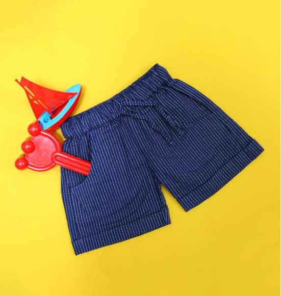 Katha Stitch Shorts in Navy Blue-6-8 years