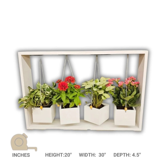 BARISH - Planter Table Top (4 Hanging) I Table Top Planter for Indoor & Outdoor Decoration | Handcrafted Planter Basket with 4 Hanging Pot I 20 x 3 x 4.5 Inches