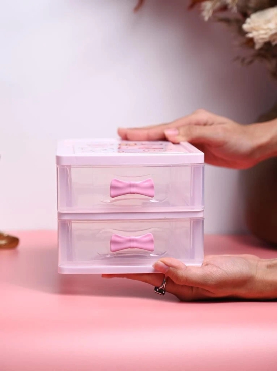 Double Layer Table Drawer Organizer, Pink, Plastic