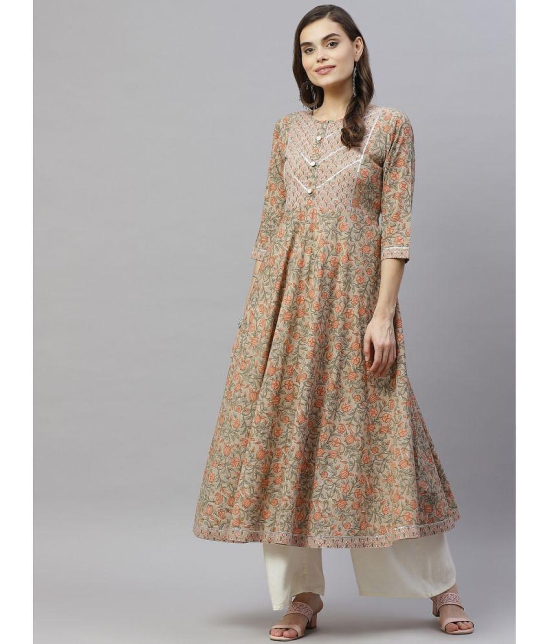 miravan - Beige Cotton Women''s Anarkali Kurti ( Pack of 1 ) - None