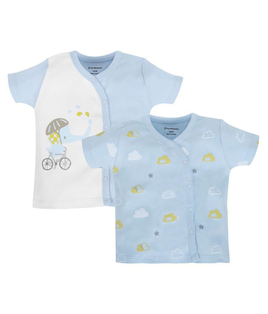 My Milestones T-shirt Half Sleeves Boys Baby Blue Cloud / Baby Blue -2Pc Pack - 0-3 M - None