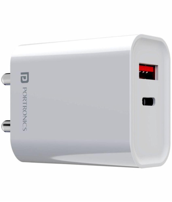 Portronics - No Cable 3A Travel Charger - White