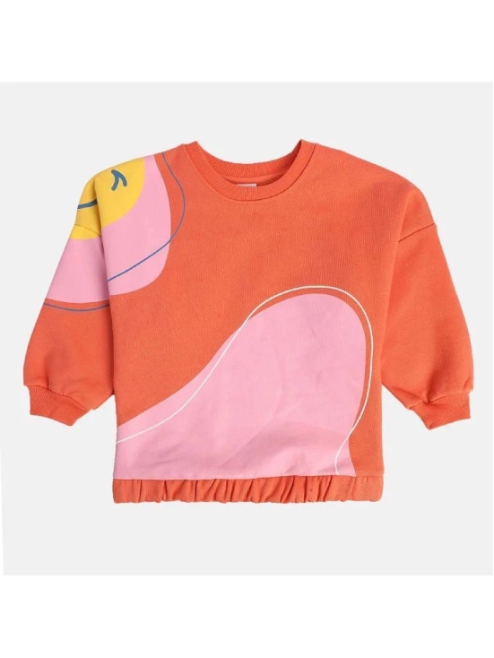 Miniklub Girls Round Neck Full Sleeve Knit Sweat Shirt (Orange Color) - None