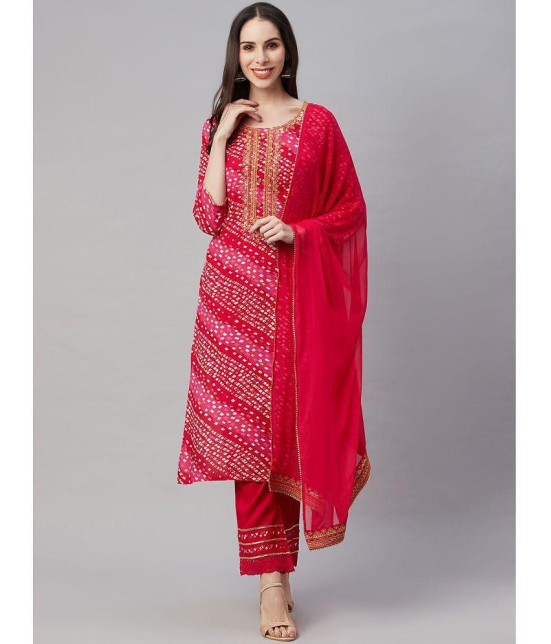 AMIRA'S INDIAN ETHNICWEAR - Pink Straight Rayon Women's Stitched Salwar Suit ( Pack of 1 ) - None