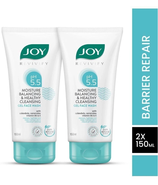 Joy pH 5.5 Healthy Cleansing Gel With Ceramides, Vitamin B5, E Face Wash (150ml X 2)