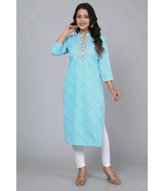 HIGHLIGHT FASHION EXPORT - Light Blue Cotton Blend Womens Straight Kurti ( Pack of 1 ) - None