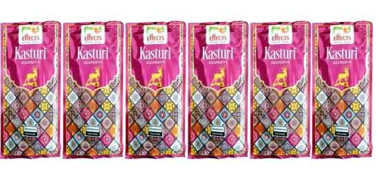 DARSHAN KASTURI INCENSE STICKS AGARBATTI ZIPPER POUCH PACK OF 6 (95GM)