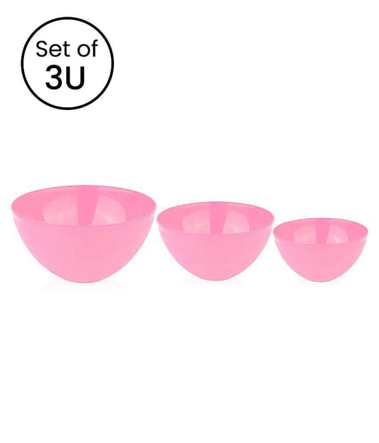 HOMETALES Multipurpose Plastic Mixing Bowl 2000ml, 1350ml, 850ml- Pink (3U) - Pink