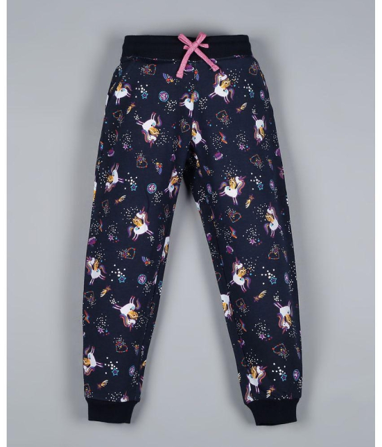 Plum Tree Girls Unicorn Print Jogger Track Pant- Navy - None