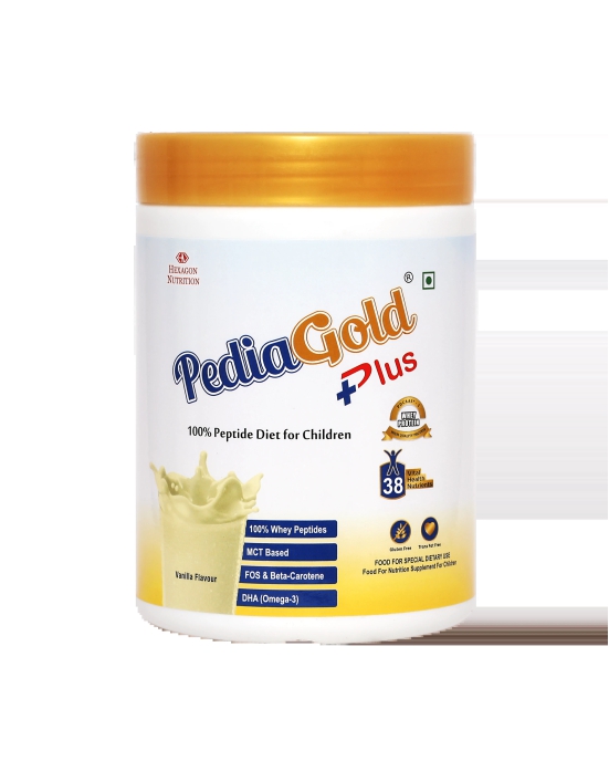 PEDIAGOLD PLUS- 100% Peptide Diet for Children - Vanilla Flavour - 400g Tin