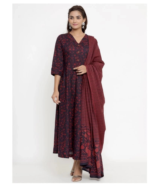 miravan Maroon Cotton Anarkali Kurti - - 3XL