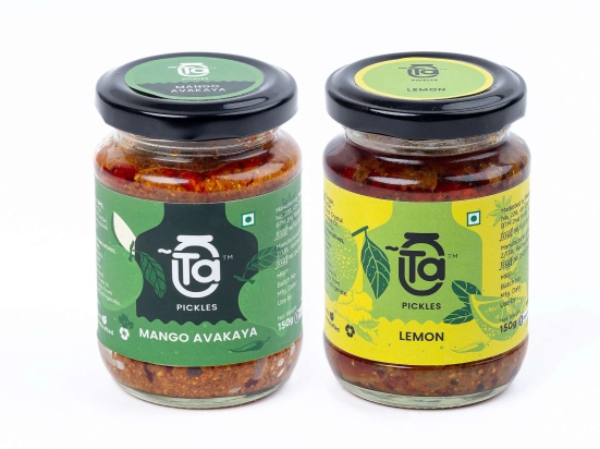 Ta Pickles | Mango Avakaya & Lemon Ginger Pickle | 150g [Pack of 2] Combo Made with Cold Pressed Oil | Homemade | Traditional Indian Taste | Natural