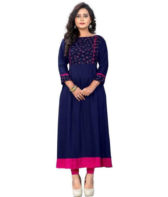 Vbuyz - Blue Rayon Womens Flared Kurti ( Pack of 1 ) - None